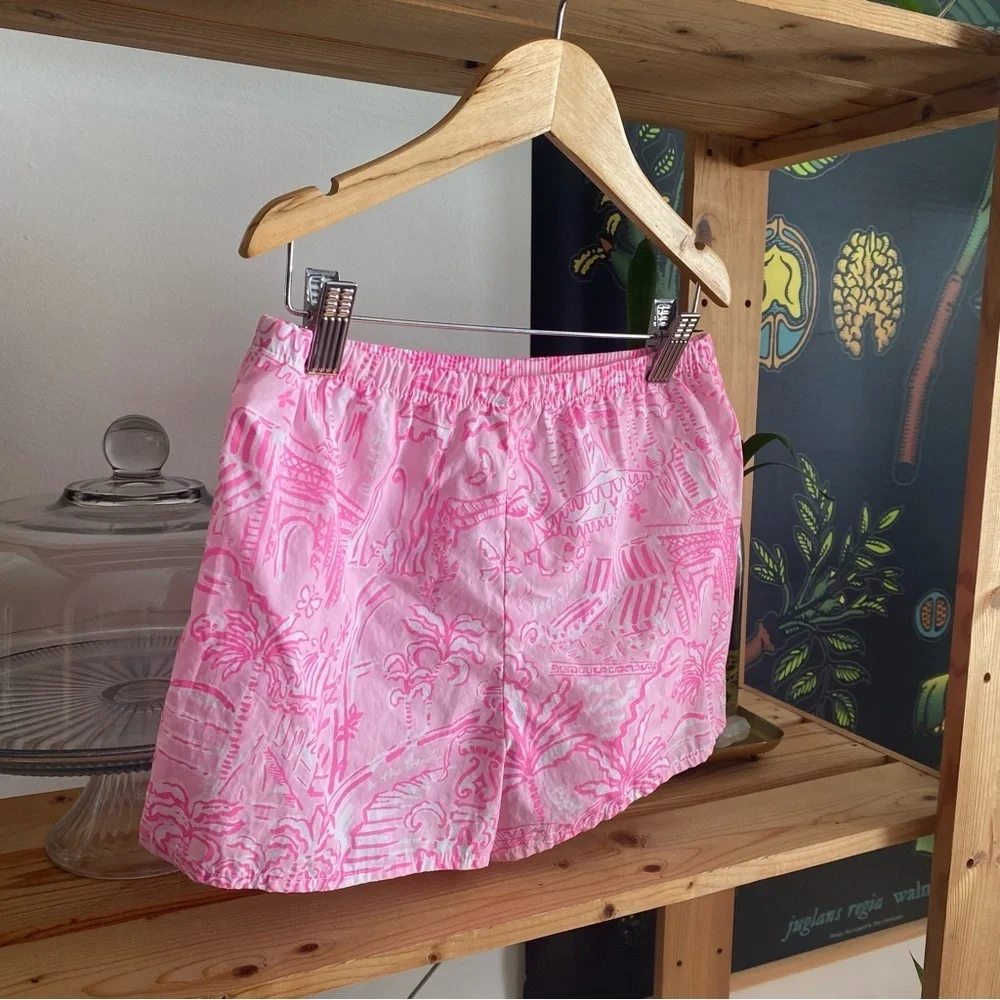 Lilly Pulitzer Pink Flamingo Print Pull On Shorts 12